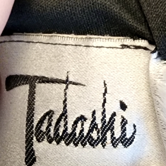 VINTAGE TADASHI Black Ruched Dress w/ Mesh Neckline, Shoulders & Long Sleeves, 4 - Picture 4 of 4